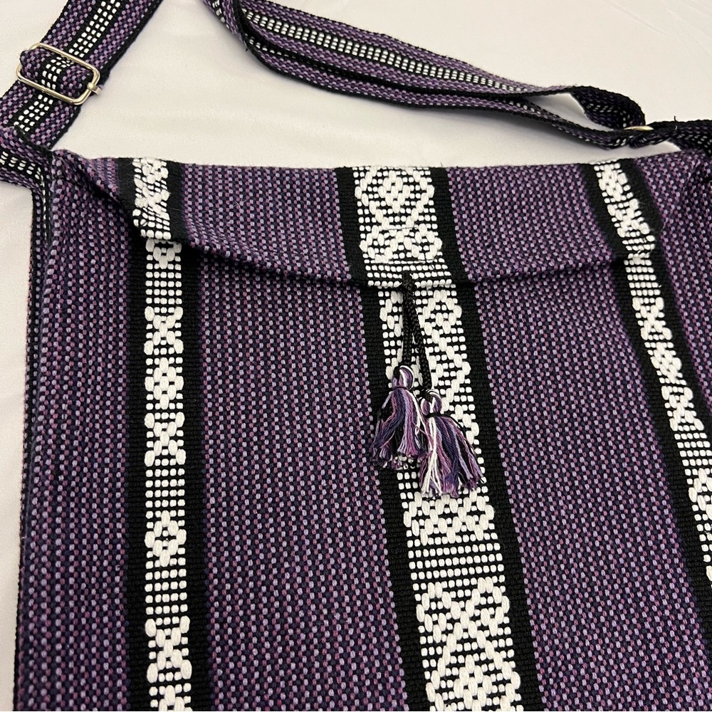 Oland Outdoors Purple Crossbody Boho Fabric Shoulder Bag w/Adjustable Strap